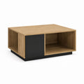 Table basse avec rangement chêne naturel et noir en panneaux de particules rectangulaire 100 x 60 x 40 cm