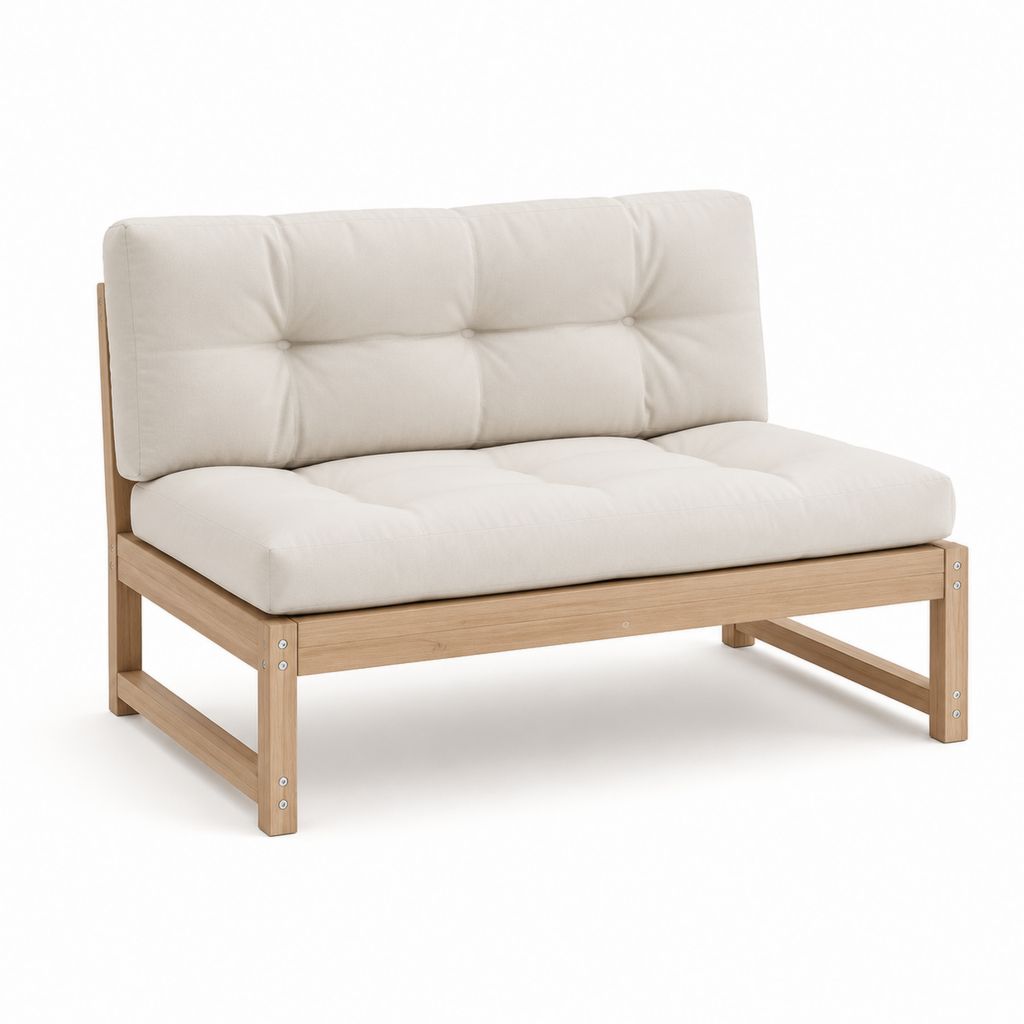 Canapé de jardin 2 places beige en acacia massif 120 x 75 x 75 cm