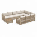 Salon de jardin modulable 8 places en bois d'acacia beige en U 310 x 250 x 75 cm