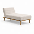 Méridienne rectangulaire beige en polyester bouclé et bois massif d'hévéa 170 x 85 x 78 cm