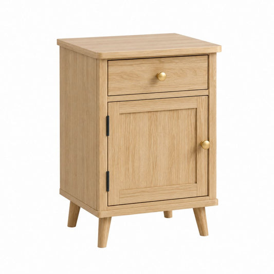 Table de chevet avec tiroir et placard chêne clair MDF plaqué chêne 40 x 35 x 65 cm