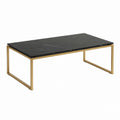 Table basse rectangulaire noir et doré en verre trempé et acier 120 x 60 x 45 cm