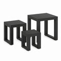 Lot de 3 tables basses gigognes carrées noires en acier 50 x 50 x 50 cm